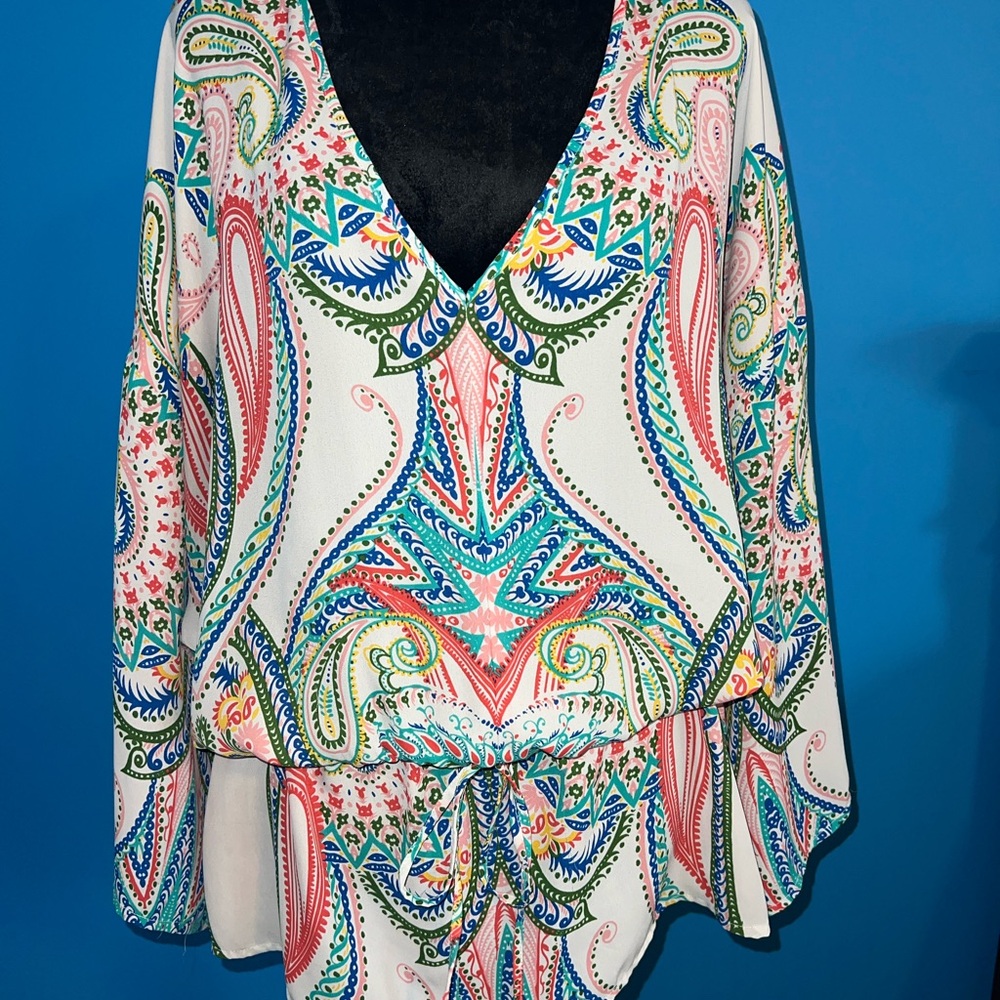 Colorful Paisley Print Blouse